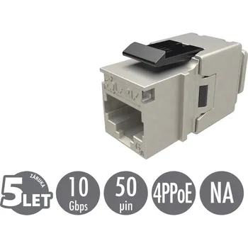 Konektor Rychlozařezávací keystone Solarix CAT6A STP SXKJ-10G-STP-BK-NA Component Level a 4PPoE certifikace