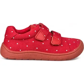 Dětská móda Dětské plátěné BAREFOOT tenisky Protetika červené s puntíky - 20
