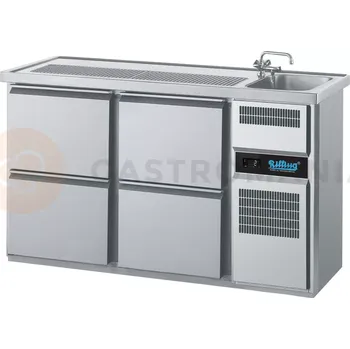 Chladící barový stůl 1550x700x980 mm, 4 zásuvky, dřez na pravé straně | RILLING, AGT M721R 81-2/2