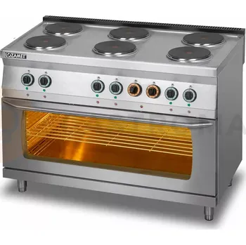 Sporák Elektrický sporák se 6 plotýnkami a elektrickou troubou 3xGN 1/1 | LOZAMET, L700.KEO6-PE-max