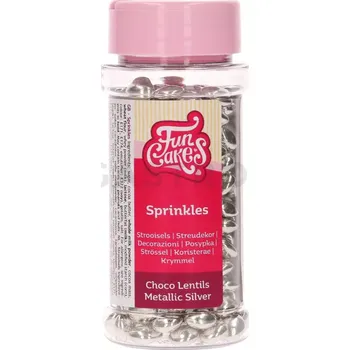 Výroba svíčky Čokoládové lentilky Metalic Silver 80 g, stříbrné | FUNCAKES, F51940