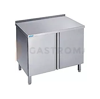 Nerezový dřez Stůl pracovní 600x600x900 mm se 2 křídlovými dveřmi a pracovní deskou se zadním lemem | RILLING, ASF 0606C 0000