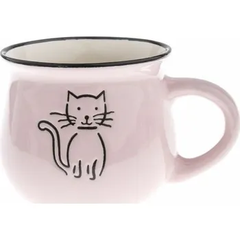 Keramický hrnek Kočka 370 ml, růžová
