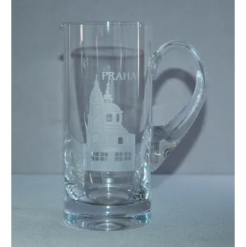 Skleněný džbánek 300ml ,pískovaný motiv kostel sv. Mikuláše