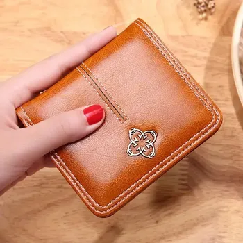 Peněženka Vyšívaná elegantní dámská peněženka - hnědý