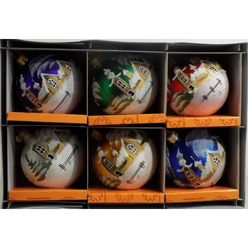 Vánoční ozdoba Vánoční ozdoby malované koule - sada foukané sklo, ruční dekorace, průměr 80 mm