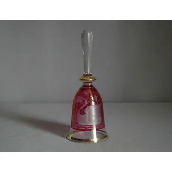 Zvonek na kolo Skleněný zvonek, červené barvy s dekorem Labutě