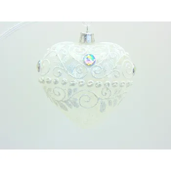 Vánoční ozdoba Vánoční ozdoba srdce na vánoční stromeček, v bílém matu