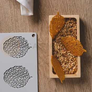 Kuchyňská sůl Silikonová forma na předkrmy, 8x lístek, 73x55x2 mm, 3 ml, 300x175 mm - GG029S | PAVONI, Leaf