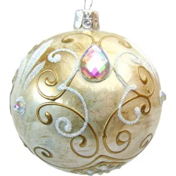 Vánoce Vánoční koule 8cm bílo matný retro dekor