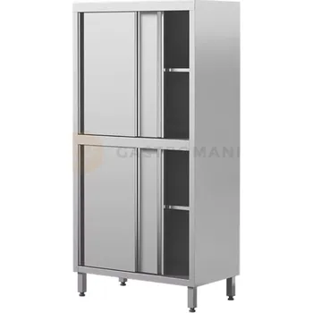 Dětská skříň Nerezová úložná skříň s posuvnými dveřmi, dělená, dvoukomorová, 2 police, 1300x700x2000 mm | ASBER, SC4-137/20-2S-SD