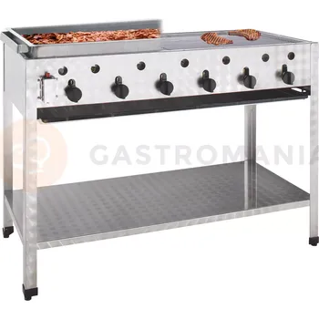 Kuchyňský gril Plynová grilovací deska s podstavcem šestiplotýnková, 1145x530x830 mm | NEUMARKER, 00-50455