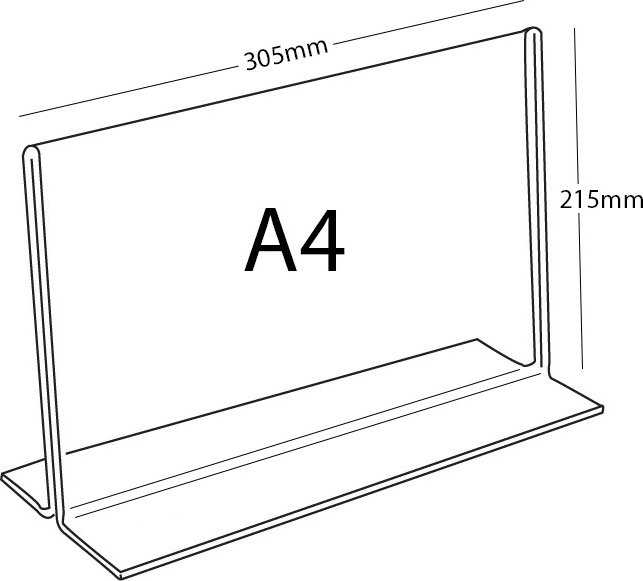 Plexi stojánek T A4 na šířku A4 PX-T-Š - 215x305mm - 1 ks