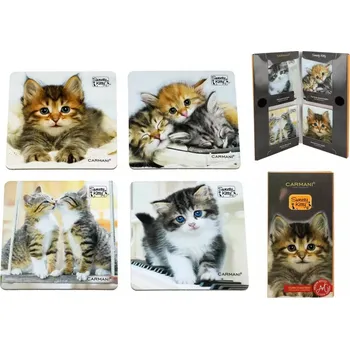 prostírání Korkové podtácky Carmani, koťata, sada 4 kusy