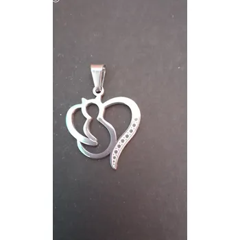 Přívěsek Přívěšek kočka v srdci, chirurgická ocel