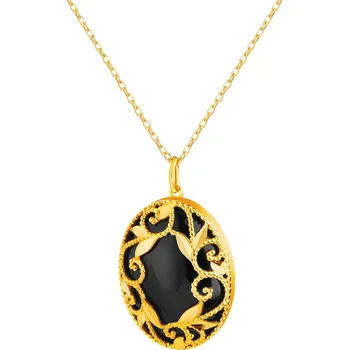 Přívěsek Zlatý přívěsek s onyxem, anker - AP533-8189