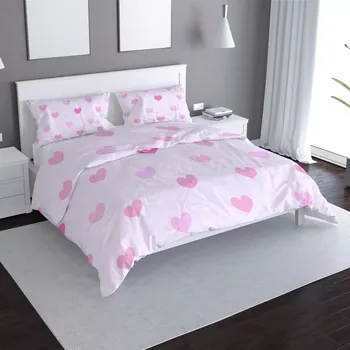 Povlečení Saténové povlečení Růžové srdce - Sablio - 140x200 / 90x70