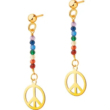 Náušnice Zlaté náušnice se sklem - symbol míru - AP533-3956