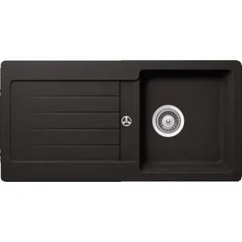 Kuchyňský dřez SCHOCK Typos - Granitový dřez, 86x44 cm, s ovládáním odtoku, Nero TYPD100SAGNE