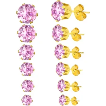 Náušnice Luxusní barevné náušnice | 6 párů - Růžové zlato