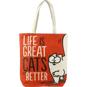 Nákupní taška Látková taška se zipem Simon’s Cat - Life is Great Cats are Better