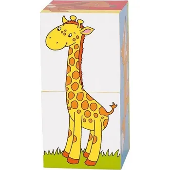 Dřevěná hračka Kostky obrázkové 2ks - Zvířátka (Goki)