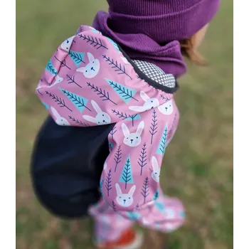 Dívčí bunda Yháček Softshellová bunda Yháček, podzim, Zajíčci na starorůžové Velikost: 98