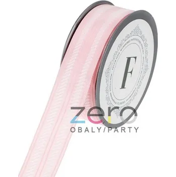 Stuha Stuha tkaná 3 cm x 10 m - pudrově růžová se vzorem