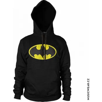 Pánská mikina Batman mikina, Distressed Logo Hoodie Black, pánská M
