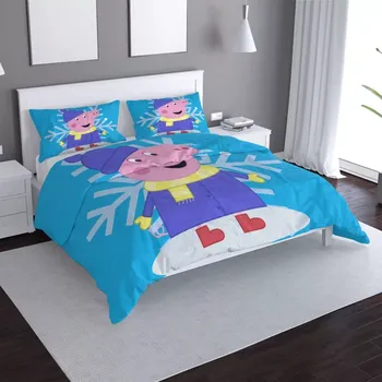 Povlečení Saténové povlečení Prasátko Pepina Vločka - Sablio - 140x200 / 90x70