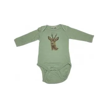 Kojenecký body E-myslivost Myslivecké dětské tričko bodyčko - srnec - zelené - Velikost 68