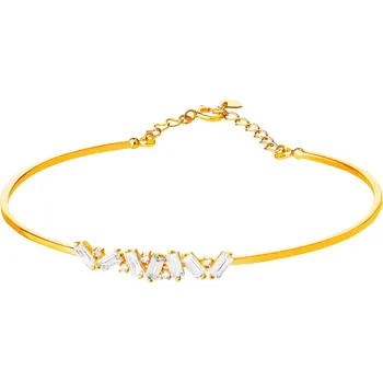 Náramek Zlatý pevný náramek se zirkony a zapínáním - AP533-3986