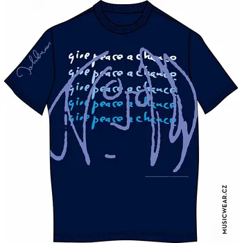 Pánská móda John Lennon tričko, Give Peace a Chance Blue, pánské M
