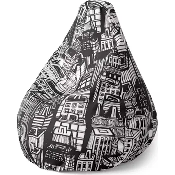Sedací pytel Sedací vak Pear Kreslené mrakodrapy - Sablio - 70 x 95 x 15 cm