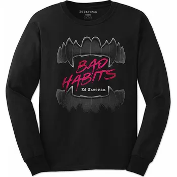 Pánské tričko Ed Sheeran tričko dlouhý rukáv, Bad Habits Black, pánské XL