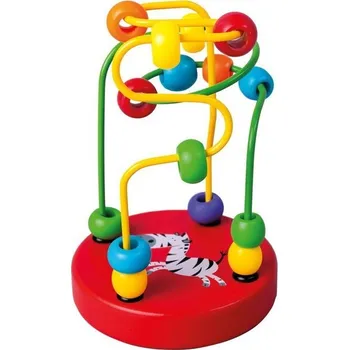 Dřevěná hračka Motorický labyrint drátěný malý - Červený se zebrou (Bino)