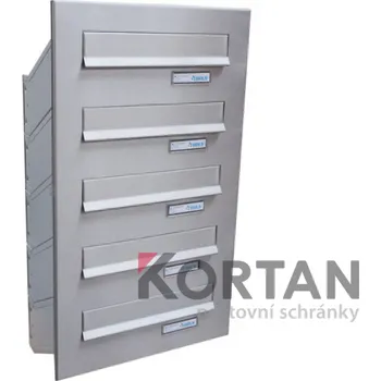 Poštovní schránka 5x poštovní schránka D-041 k zazdění do sloupku v jednom sloupci + čelní deska - NEREZ / šedá