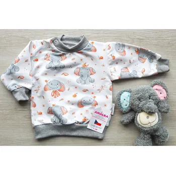 AMÁLKA Dětská mikina teplákovina, sloníci Velikost: 68