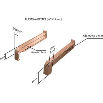 Parapet Plastové krytky pro obě strany (k venkovním taženým parapetům) NOS 25 mm pro šíři: 50 mm - Bílá RAL 9016