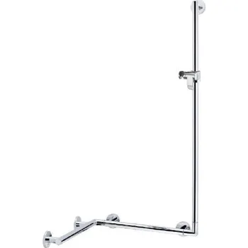Madlo do koupelny Keuco Plan Care - Madlo se sprchovou tyčí, 60x68 cm, rohové, chrom 34908014411