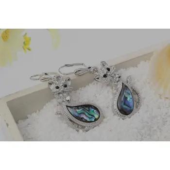 Náušnice Náušnice kočka s Paua perletí stříbrná