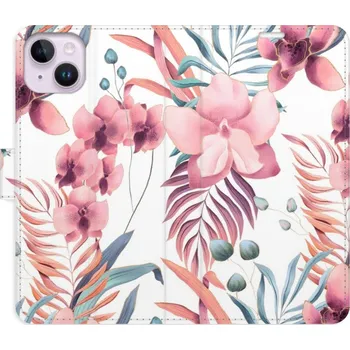 Pouzdro na mobilní telefon Flipové pouzdro iSaprio - Pink Flowers 02 - iPhone 14 Plus