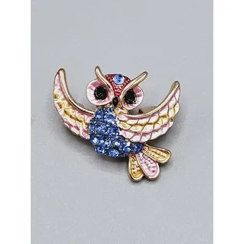 Brož Barevná sovička - brož Modrá