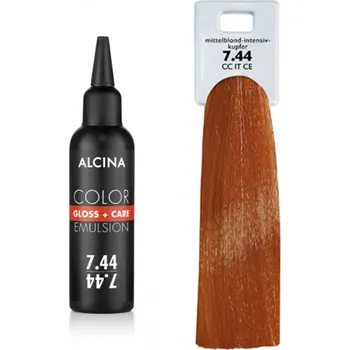 Barva na vlasy Alcina - Tónovací emulze - Color Gloss + Care Emulsion 7.44 Střední blond - intenzivní měděná 100 ml
