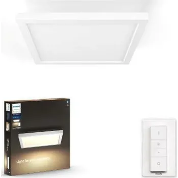Svítidlo Hue LED White Ambiance Stropní panel Philips Aurelle BT 8719514382626 24,5W 2200lm 2200-6500K 230V, bílý čtverec 30x30cm s dálkovým ovladačem a Bluetooth