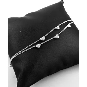 Náramek Ocelový náramek s hladkými srdíčky ve stříbrném provedení