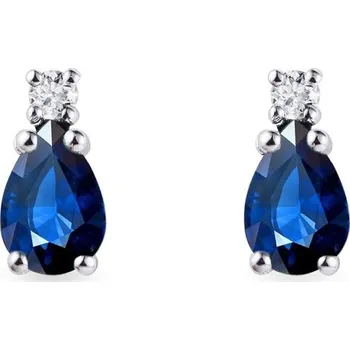 Náušnice Náušnice kapka z bílého zlata se safíry a brilianty KLENOTA