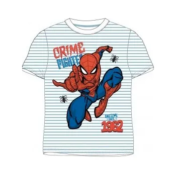 Chlapecké tričko E plus M - Chlapecké bavlněné tričko s krátkým rukávem Spiderman - pruhy - sv. modré 134