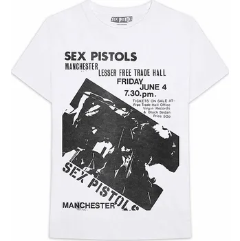 Pánská móda Sex Pistols tričko, Manchester Flyer White, pánské XXL