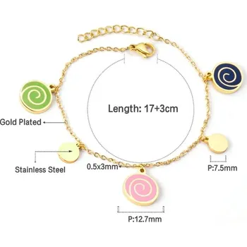 Náramek Nerezový náramek ve zlaté barvě s přívěsky - 421 MG